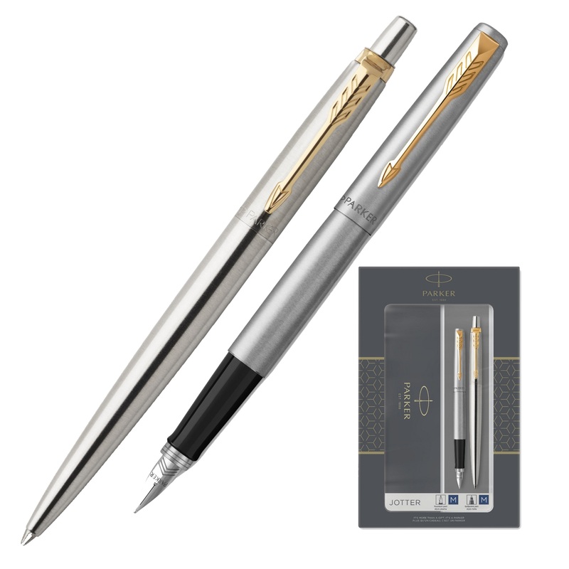 Изображение товара Набор пишущих принадлежностей Parker Jotter Stainless Steel GT (шариковая ручка, перьевая ручка)