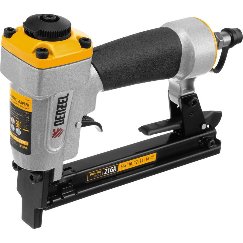 Изображение товара Denzel PS8016 57400 пневматический степлер скобозабивной 21GA 6-16 мм