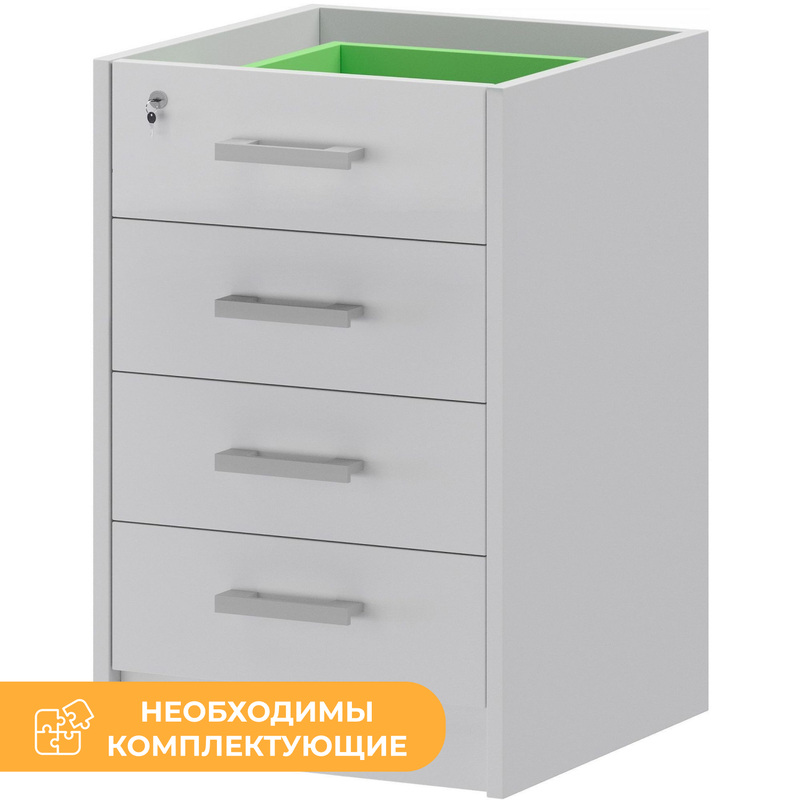 Изображение товара Приставная тумба Арго АТ2-05 белая с замком 440х450х740 мм 4 ящика