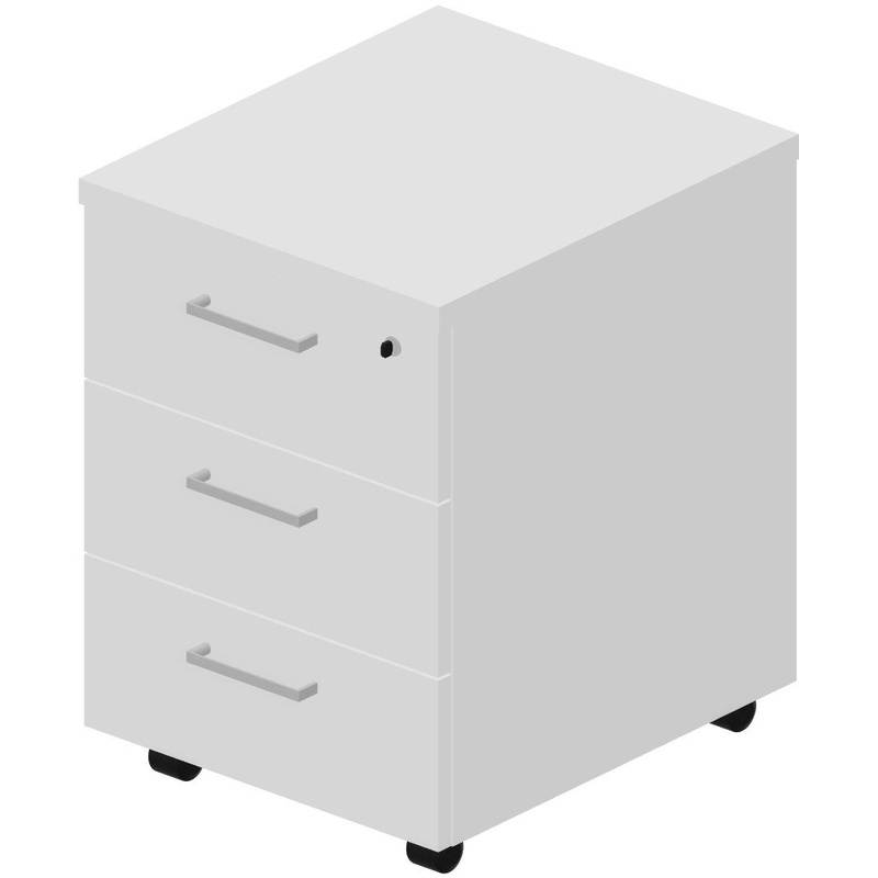 Изображение товара Тумба подкатная Easy to lead Easy Project UQNP3BBL с замком белая 3 ящика