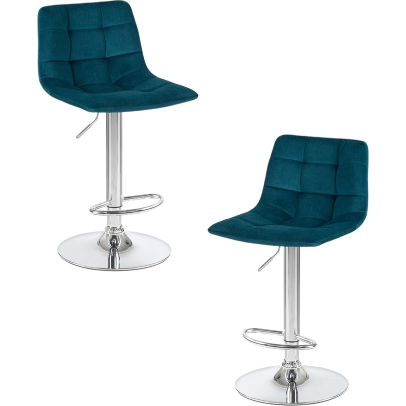 Изображение товара Стул барный DOBRIN TAILOR морская волна/хром (велюр, фанера, 2 штуки в упаковке)