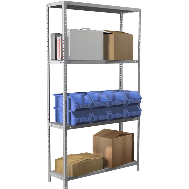 Изображение товара Медицинский стеллаж Практик MS 4 полки 1000х400х1850 мм металлический серый