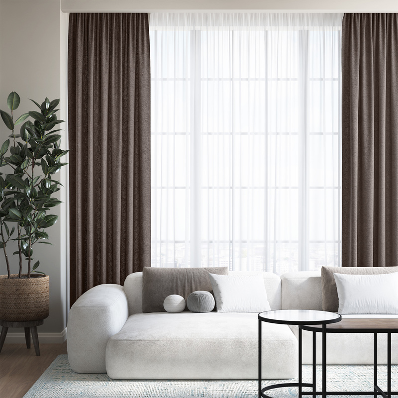 Изображение товара Штора Волшебная Ночь Рогожка 165x270 см коричневая натуральная ткань лен