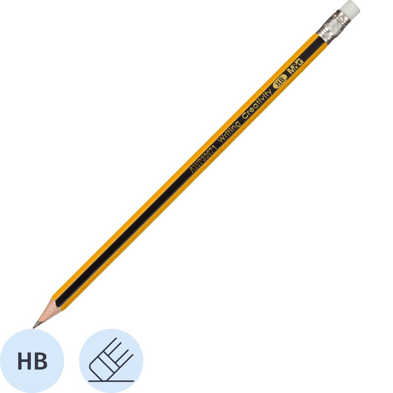 Изображение товара Карандаш чернографитный HB с ластиком M&G заточенный шестигранный