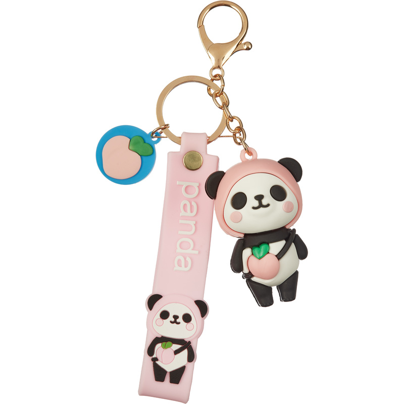 Изображение товара Очаровательный розовый брелок Панда с золотистым карабином