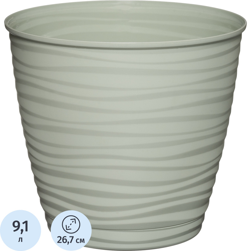 Изображение товара Горшок для цветов с поддоном Idiland Saffron 9.1 л светло-зеленый