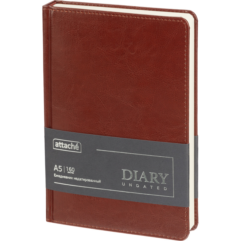 Изображение товара Ежедневник Attache Priority недатированный А5 из искусственной кожи тиснение 160 листов коричневый