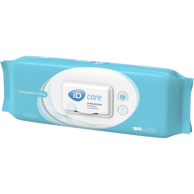 Изображение товара Влажные салфетки iD Care для ухода за кожей 64 штуки