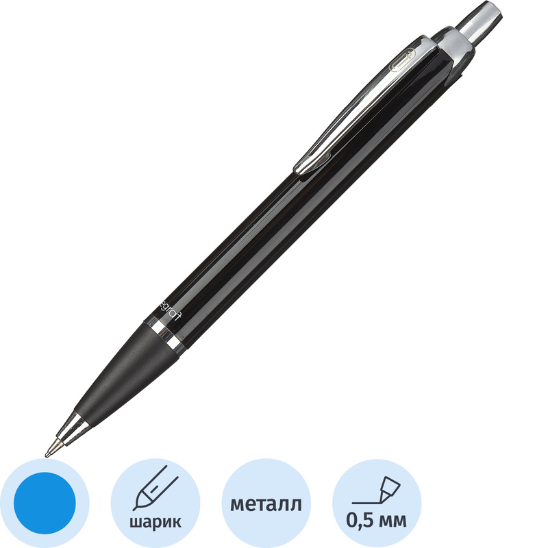 Изображение товара Ручка шариковая Legraf Rouan цвет чернил синий, цвет корпуса черный/серебристый