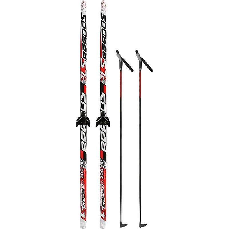 Изображение товара Лыжный комплект STC Step Brados LS Red 200 см с насечкой и стеклопластиковыми палками