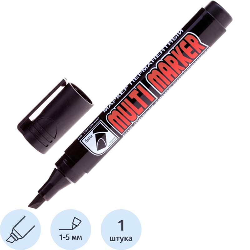 Изображение товара Маркер перманентный Crown Multi Marker черный (толщина линии 1-5 мм) скошенный наконечник