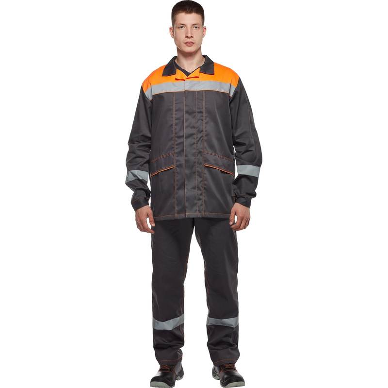 Изображение товара Костюм рабочий летний мужской л35-КПК серый/оранжевый размер 48-50