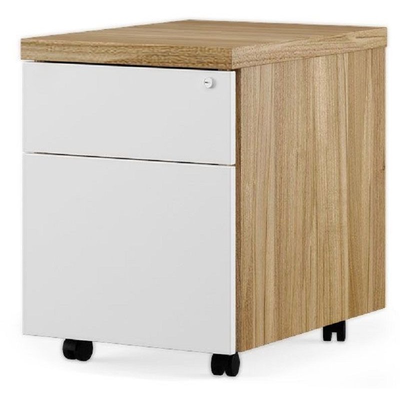 Изображение товара Тумба подкатная Zion с замком (орех/белый, 460x550x590 мм)