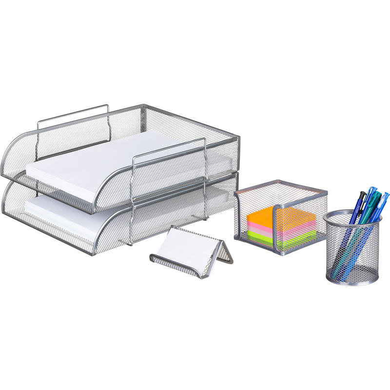 Изображение товара Настольный металлический набор Attache 5 предметов серебристый офисный для организации рабочего про
