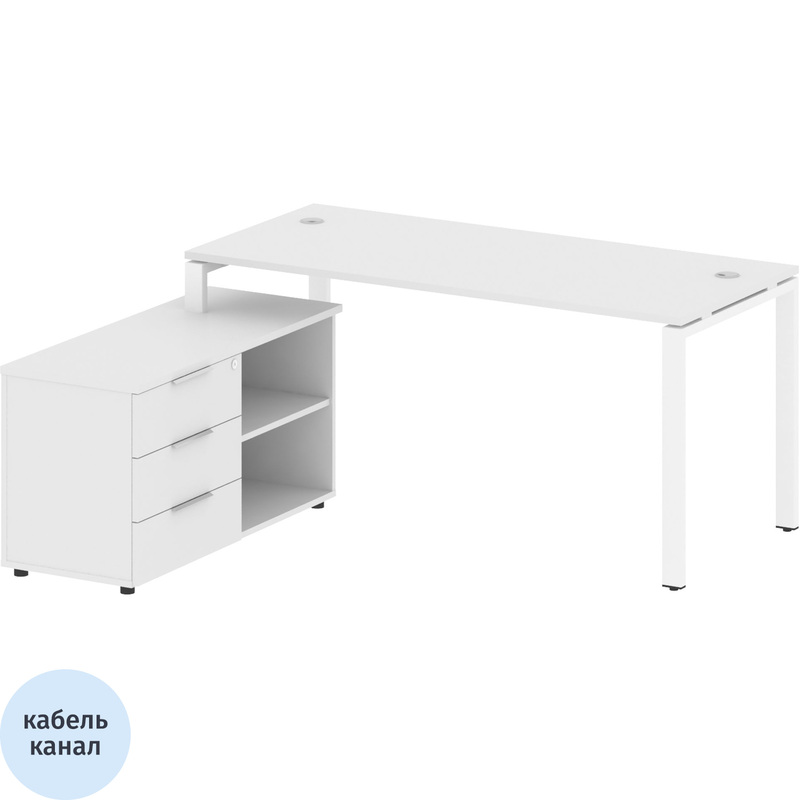 Изображение товара Стол угловой Metal System Style БП.РС-СТС-2.4 Л с тумбой белый