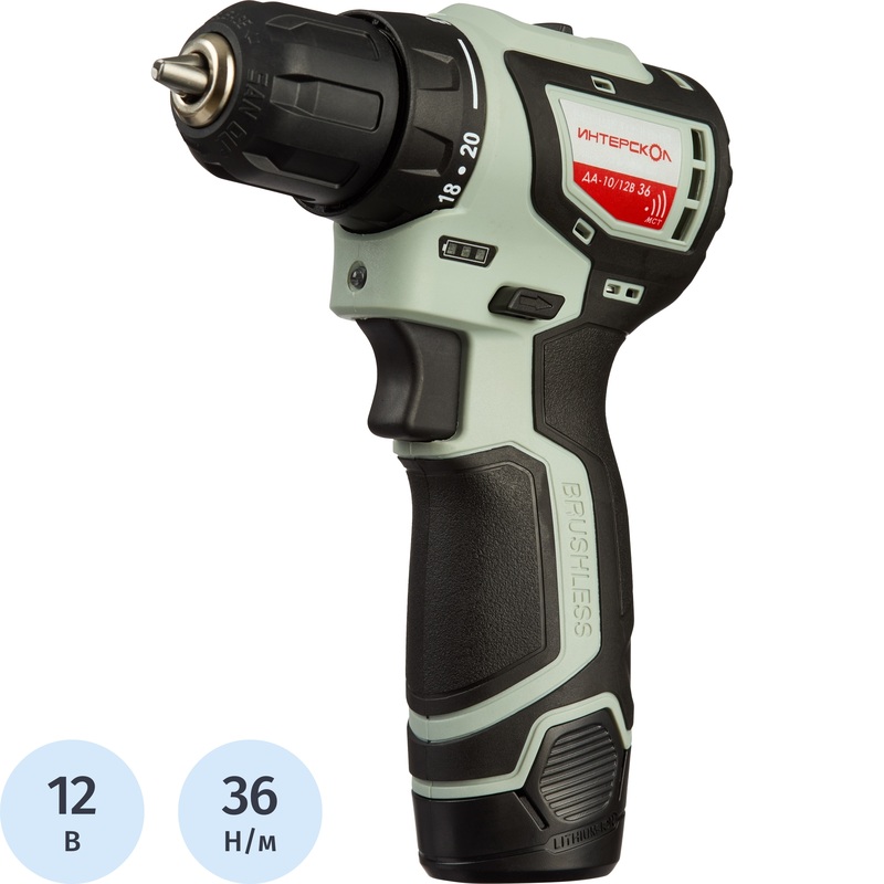 Изображение товара Дрель-шуруповерт Интерскол ДА-10/12В МиниМАКС с 2 АКБ и ЗУ
