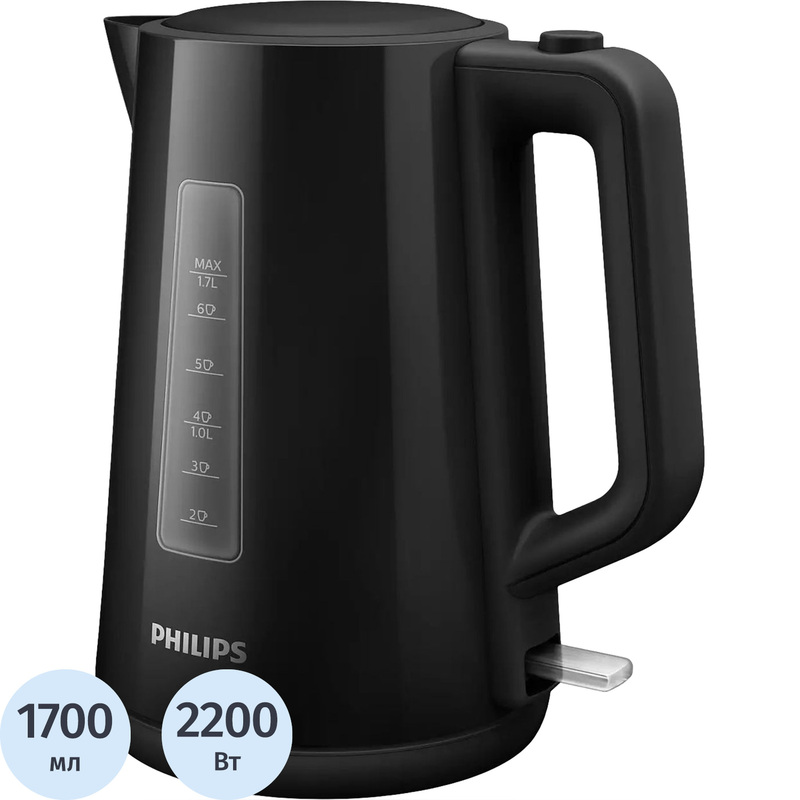 Изображение товара Уценка. Чайник электрический Philips HD9318/20 чёрный Изображение товара Уценка. Чайник электрический Philips HD9318/20 чёрный