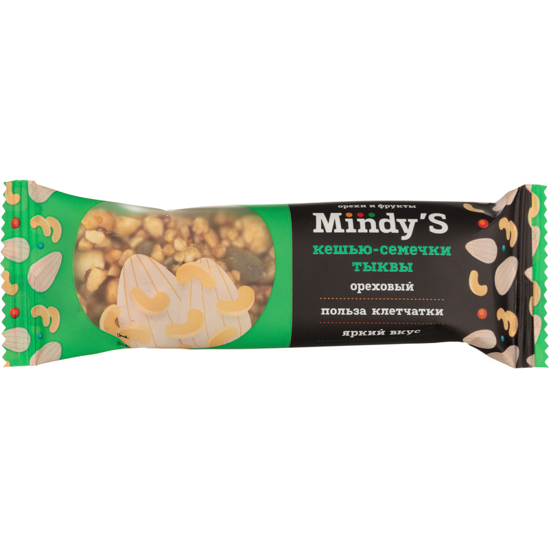 Изображение товара Миндальный батончик с кешью и семенами тыквы 35 г - натуральный орехово-фруктовый продукт