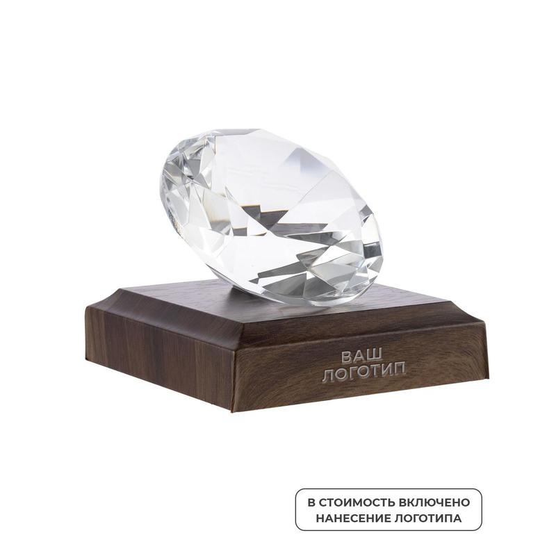 Изображение товара Стела Diamond стекло/дерево с индивидуальной гравировкой 8 см