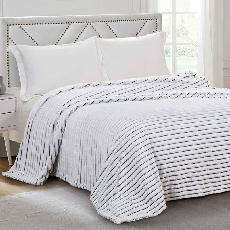 Изображение товара Плед CL home Marmari велсофт 180x200 см белый чёрный мягкий гипоаллергенный