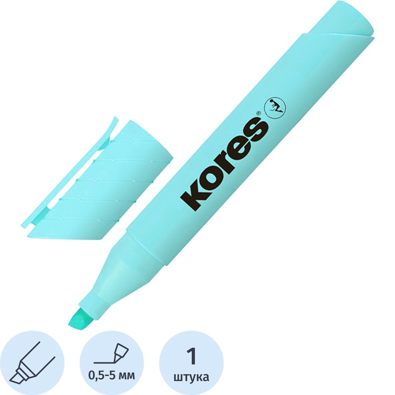 Изображение товара Текстовыделитель Kores High Liner Plus Pastel бирюзовый 0.5-5мм