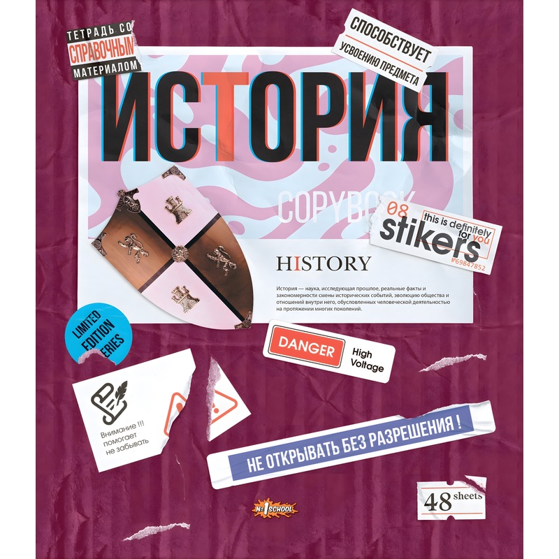Изображение товара Тетрадь предметная по истории №1 School Стикеры А5 48 листов разноцветная в клетку, TWIN лак