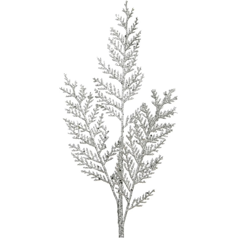 Изображение товара Декоративная хвойная ветка Magic Time 69x20 см серебристая для праздничного декора