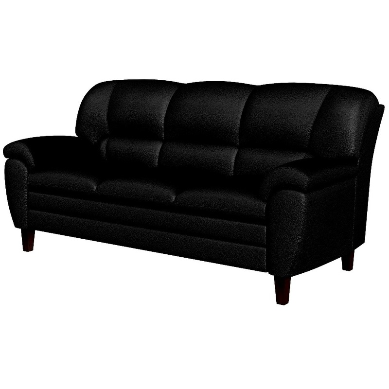 Изображение товара Диван трехместный Bayu черный (натуральная кожа с компаньоном)