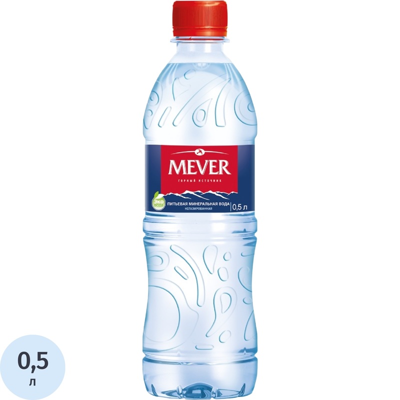 Изображение товара Вода питьевая Mever негазированная 0.5л природный источник Россия