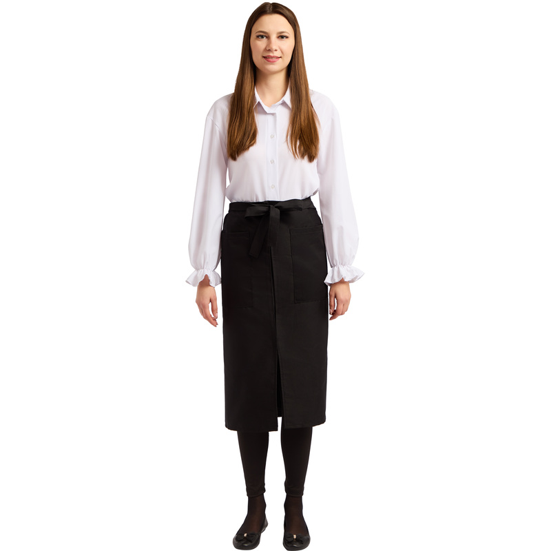 Изображение товара Фартук официанта черный средней длины из ткани форвард для профессионалов