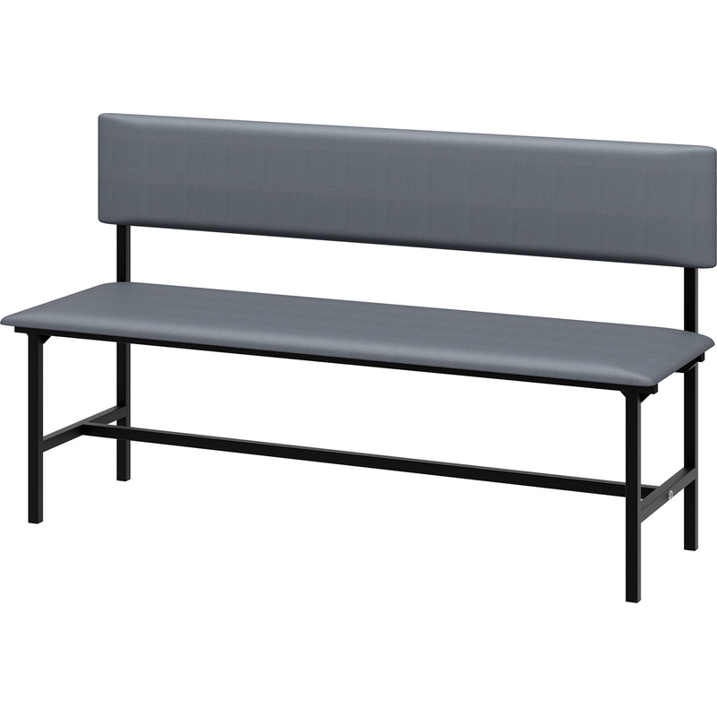 Изображение товара Банкетка трёхместная Берта БМ-6 со спинкой серый искусственная кожа металл