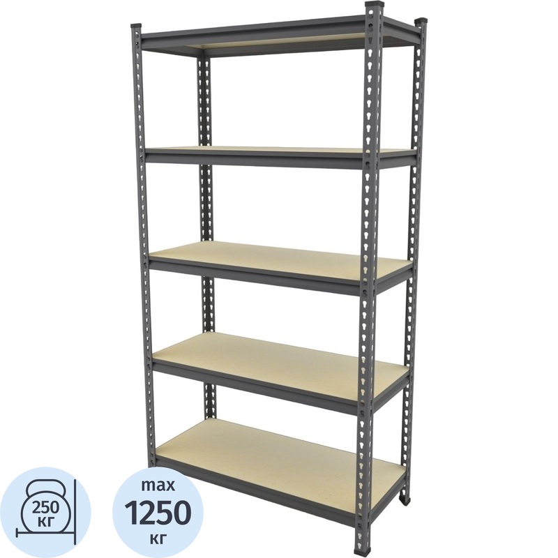Изображение товара Стеллаж металл Everest Beamy Simple Прочная сборка без болтов 5 полок Изображение товара Стеллаж металл Everest Beamy Simple Прочная сборка без болтов 5 полок