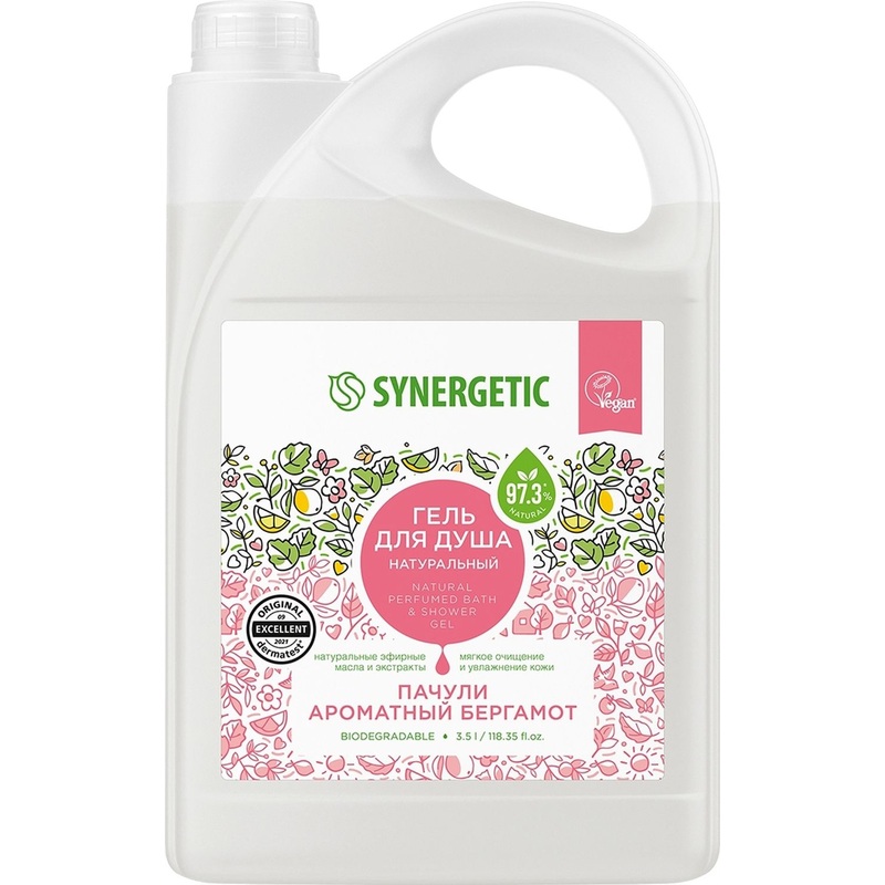 Изображение товара Гель для душа Synergetic Пачули и ароматный бергамот 3.5 л