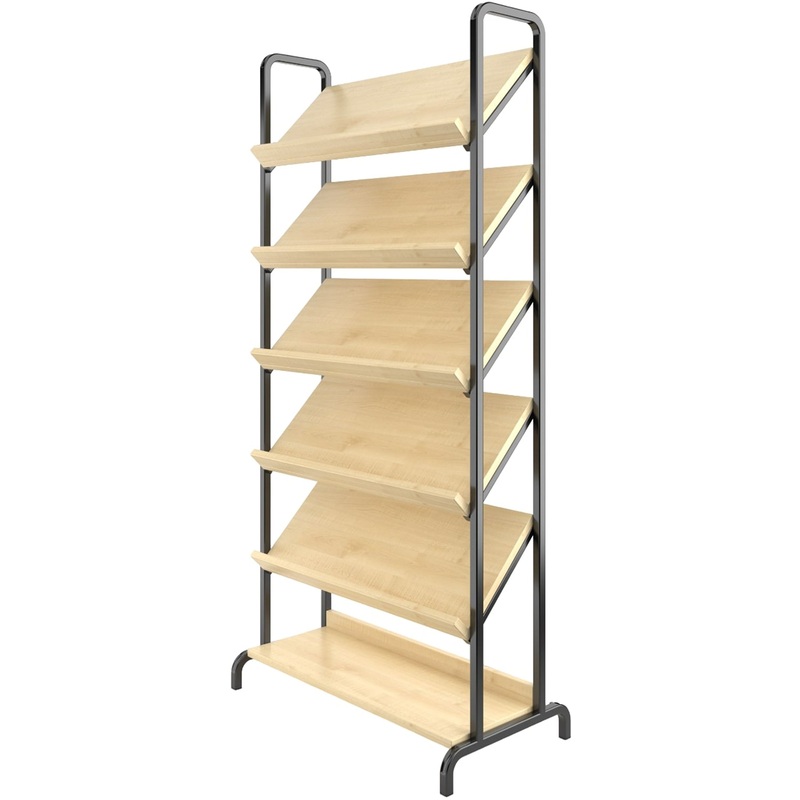 Изображение товара Стеллаж демонстрационный библиотечный клен черный 1890 мм