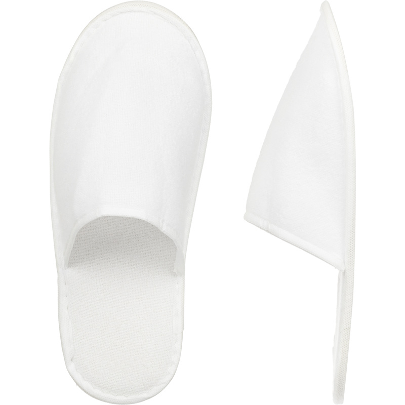 Изображение товара Тапочки одноразовые флис/поролон закрытый мыс подошва 4 мм белые (160 пар в упаковке)