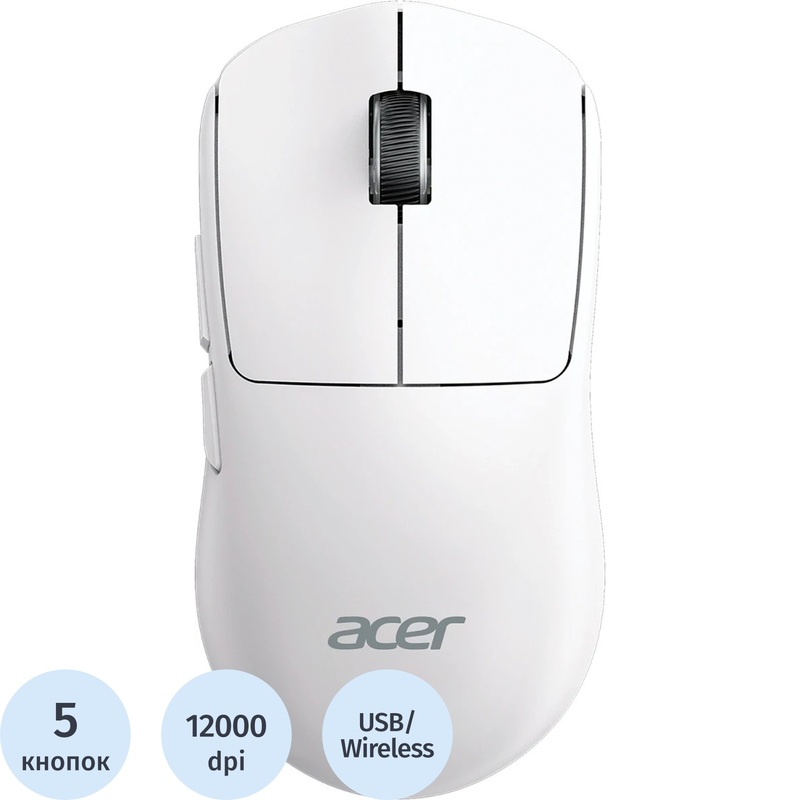 Изображение товара Беспроводная мышь Acer OMR401 белая оптическая 12000 dpi Bluetooth USB