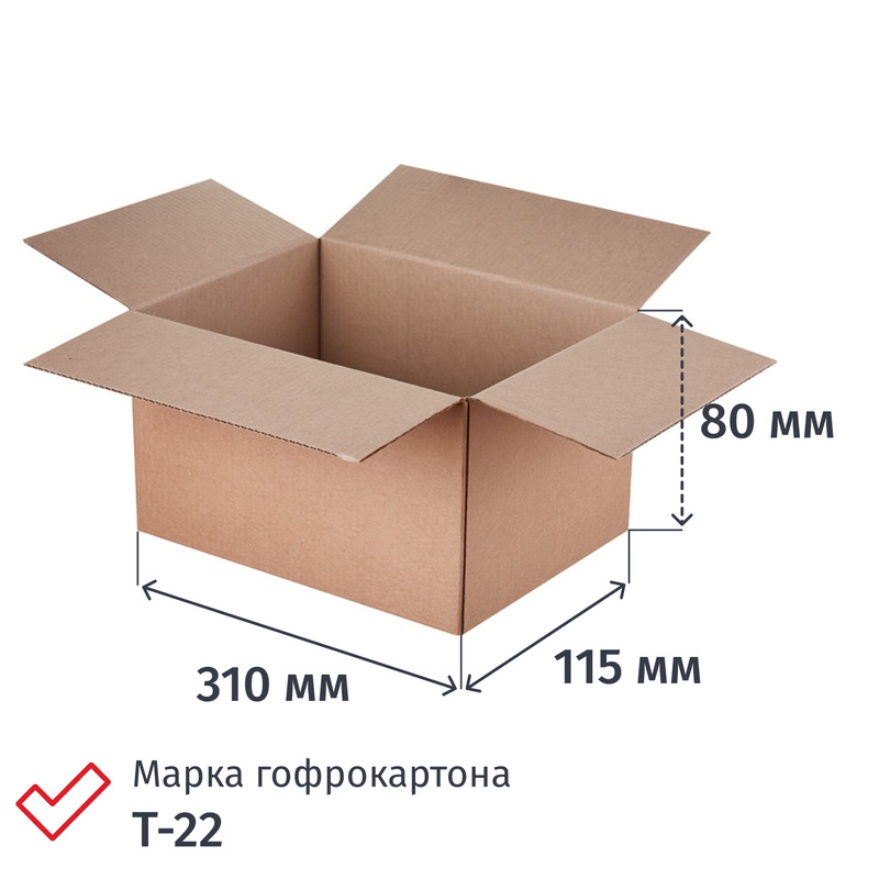 Изображение товара Гофрокороб 310x115x80 мм Т-22 профиль В бурый 10 штук в упаковке