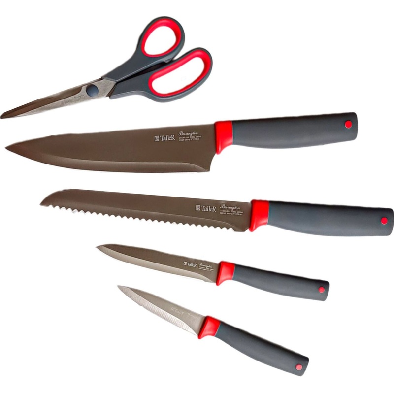 Изображение товара Набор ножей TalleR TR-22014 6 предметов с ножницами и подставкой для кухни