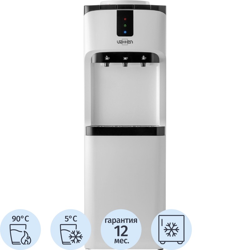 Изображение товара Кулер для воды Vatten V02WKB с нагревом охлаждением и минибаром белый