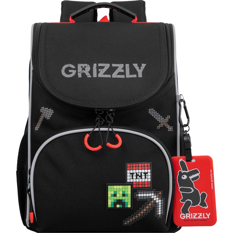 Изображение товара Ранец с мешком и картхолдером Grizzly чёрный с одним отделением