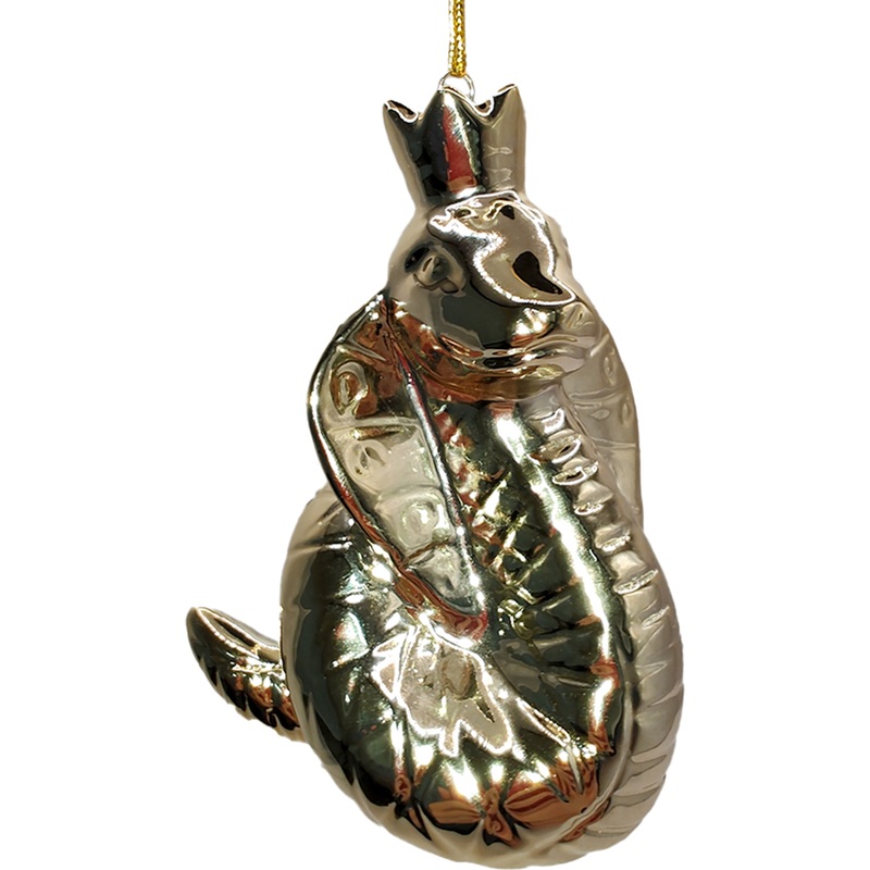 Изображение товара Ёлочная игрушка фарфор змея золотистая 8.3 см новогоднее украшение