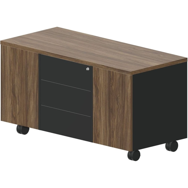 Изображение товара Тумба подкатная Faber FAU1253BWNAN с центральным замком и 3 ящиками орех антрацит