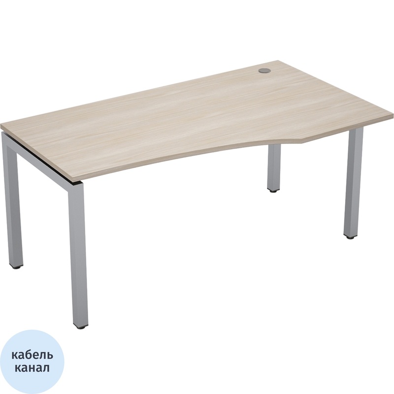 Изображение товара Стол эргономичный Avance 6М.521 правый (шамони светлый/алюминий матовый, 1600х900х750 мм)