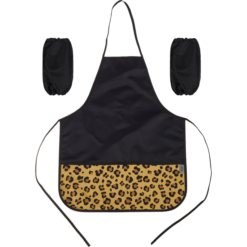 Изображение товара Фартук для труда Комус Класс Leo черный с нарукавниками 49x39 см для девочек от 3 лет