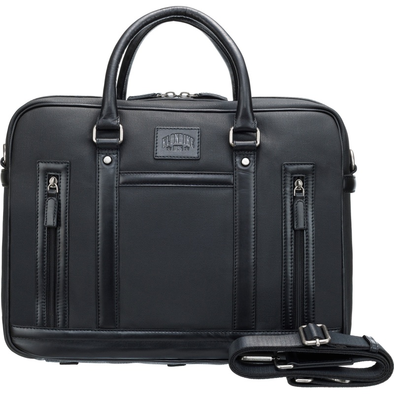 Изображение товара Портфель Klondike Urban из натуральной кожи и канваса чёрный Размер 40x30x11 см
