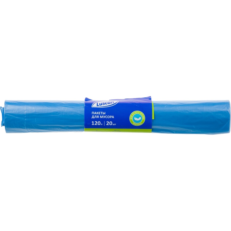 Изображение товара Мешки для мусора Luscan 120 л синие (ПНД 18 мкм, 20 штук)