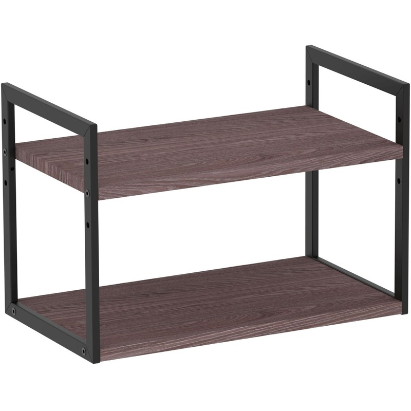 Изображение товара Полка настенная/настольная Комус Онега-6 чёрный муар/ясень анкор тёмный 450х250х300 мм