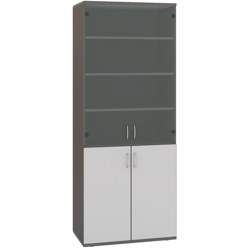 Изображение товара Шкаф для документов Стратегия со стеклом (серый/темно-серый, 836x435x2175 мм)