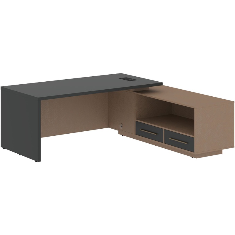 Изображение товара Офисный стол руководителя с тумбой и встроенной зарядкой 2100х1900 мм