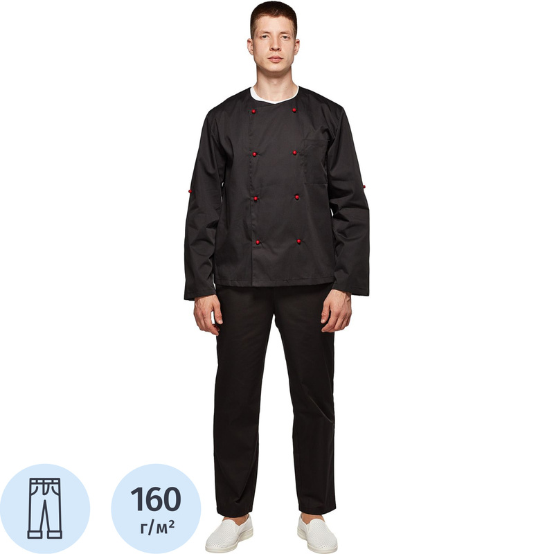 Изображение товара Брюки поварские у23-БР мужские на резинке черные оптима